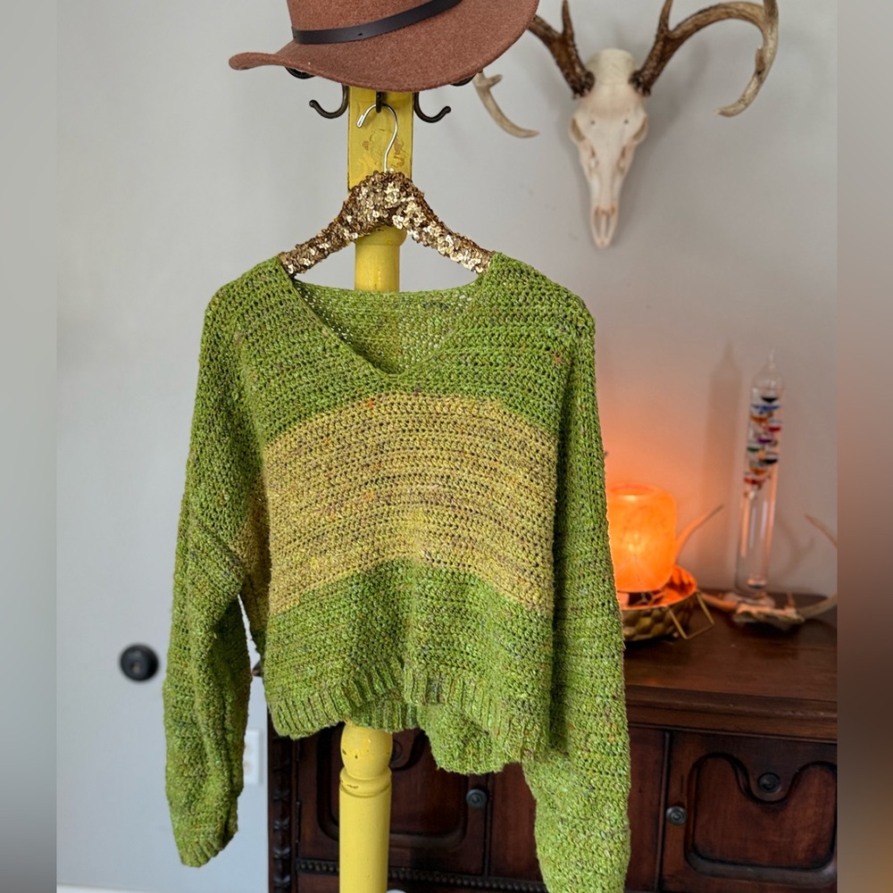 Boho homemade sweater fits like a Small and/or Medium
